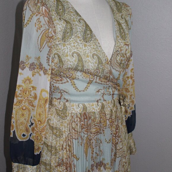NWOT H&M Royal Wedding Pleated Chiffon Wrap Maxi Dress - Picture 6 of 13